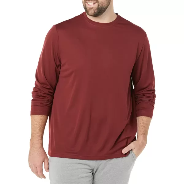 Amazon Essentials Mens Performance Tech LongSleeve TShirtBurgundy