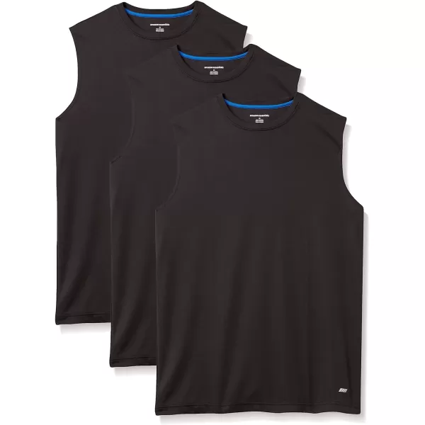 Amazon Essentials Mens Performance Tech Muscle Tank TShirt Pack of 2Black