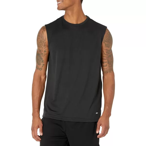 Amazon Essentials Mens Performance Tech Muscle Tank TShirt Pack of 2BlackDark Grey