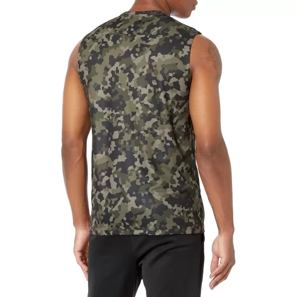 Amazon Essentials Mens Performance Tech Muscle Tank TShirt Pack of 2BlackGeo Camo