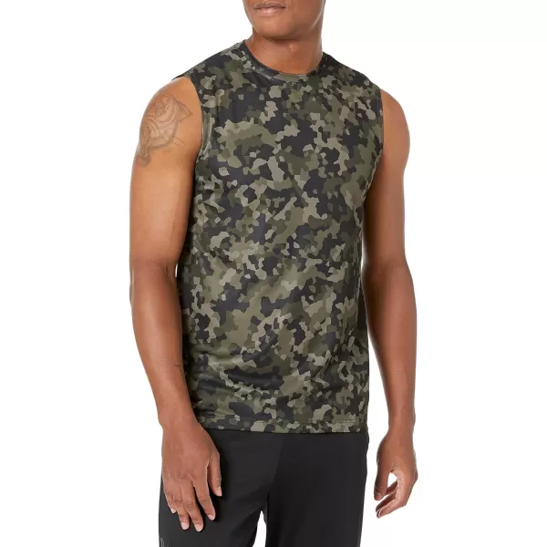 Amazon Essentials Mens Performance Tech Muscle Tank TShirt Pack of 2BlackGeo Camo