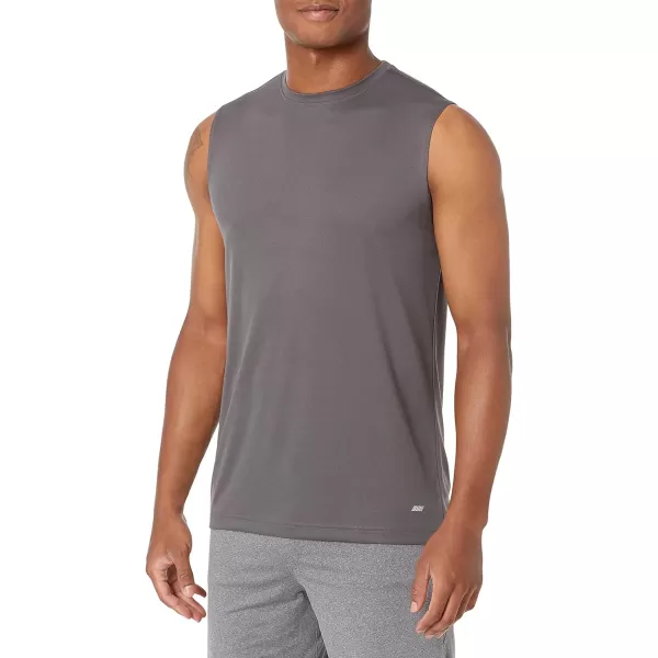 Amazon Essentials Mens Performance Tech Muscle Tank TShirt Pack of 2Dark GreyBlack