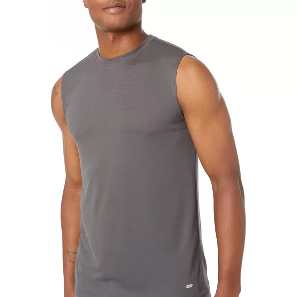 Amazon Essentials Mens Performance Tech Muscle Tank TShirt Pack of 2Dark GreyBlack