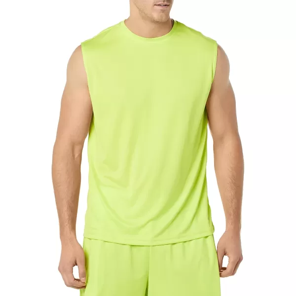 Amazon Essentials Mens Performance Tech Muscle Tank TShirt Pack of 2Lime GreenBlack