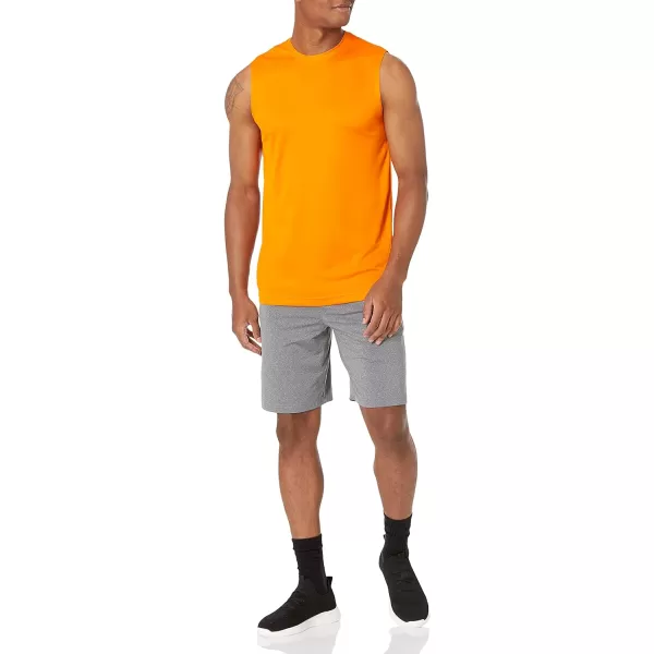 Amazon Essentials Mens Performance Tech Muscle Tank TShirt Pack of 2OrangeNavy