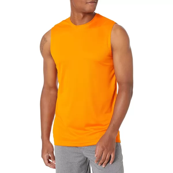 Amazon Essentials Mens Performance Tech Muscle Tank TShirt Pack of 2OrangeNavy