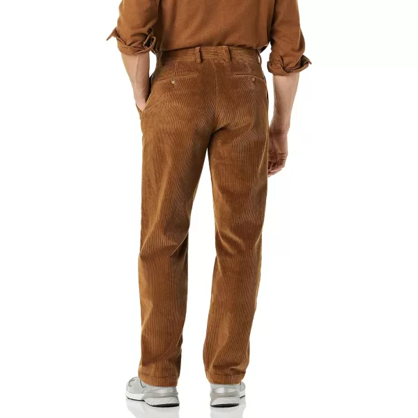 Amazon Essentials Mens Pleated ClassicFit Stretch Corduroy Chino PantLight Brown