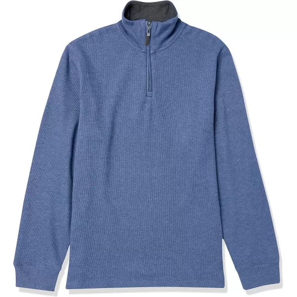 Amazon Essentials Mens QuarterZip French Rib SweaterBlue Heather