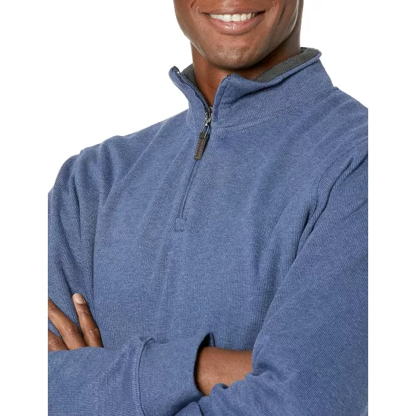 Amazon Essentials Mens QuarterZip French Rib SweaterBlue Heather