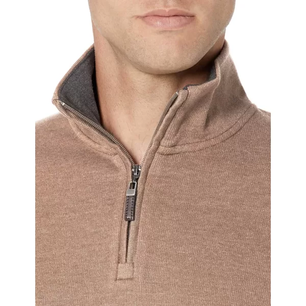 Amazon Essentials Mens QuarterZip French Rib SweaterBrown Heather