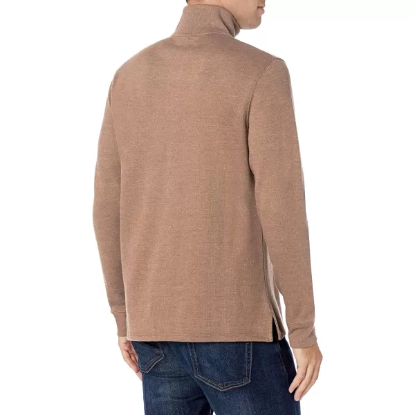 Amazon Essentials Mens QuarterZip French Rib SweaterBrown Heather