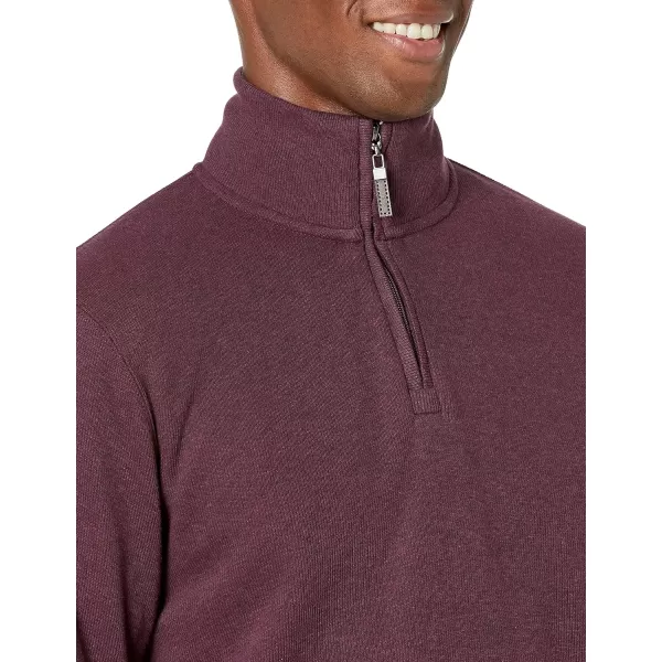 Amazon Essentials Mens QuarterZip French Rib SweaterBurgundy Heather