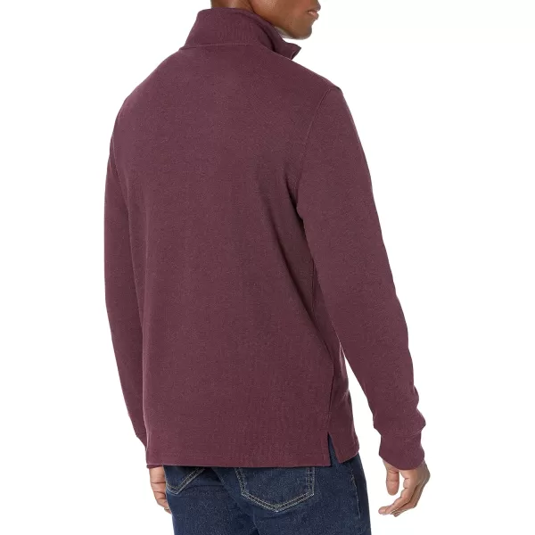 Amazon Essentials Mens QuarterZip French Rib SweaterBurgundy Heather