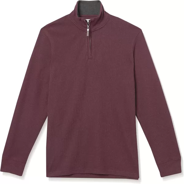 Amazon Essentials Mens QuarterZip French Rib SweaterBurgundy Heather