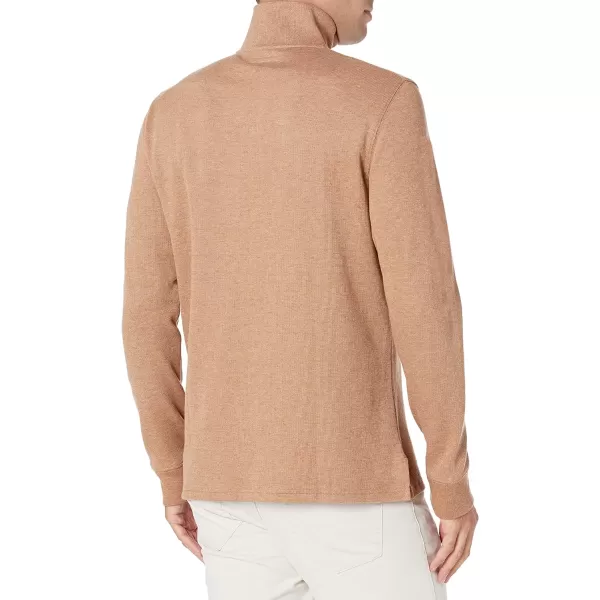 Amazon Essentials Mens QuarterZip French Rib SweaterCamel Heather