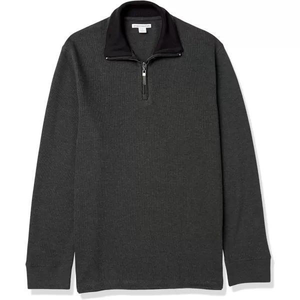 Amazon Essentials Mens QuarterZip French Rib SweaterCharcoal Heather