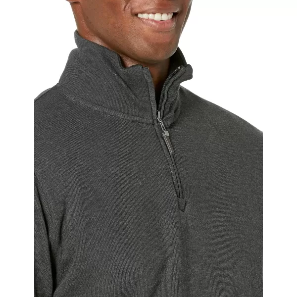 Amazon Essentials Mens QuarterZip French Rib SweaterCharcoal Heather