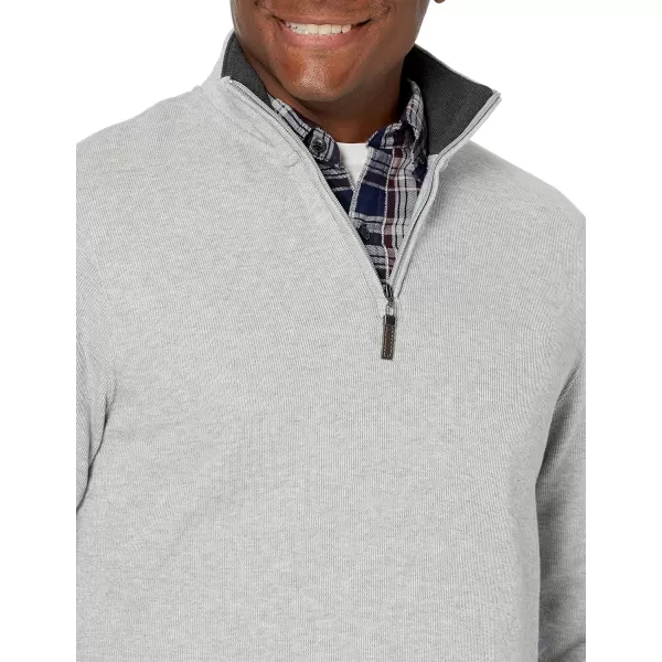 Amazon Essentials Mens QuarterZip French Rib SweaterLight Grey Heather