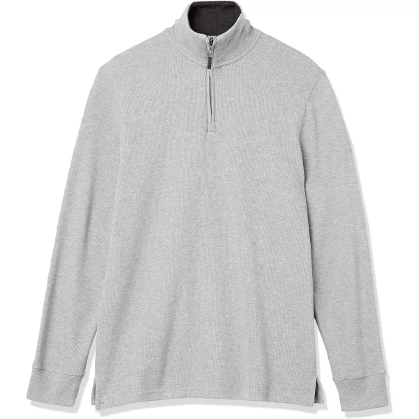 Amazon Essentials Mens QuarterZip French Rib SweaterLight Grey Heather