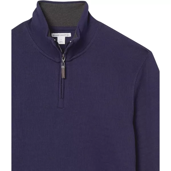 Amazon Essentials Mens QuarterZip French Rib SweaterNavy