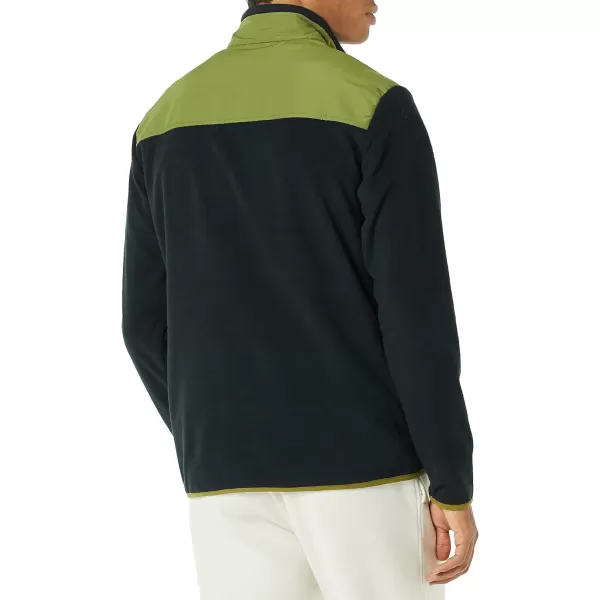 Amazon Essentials Mens QuarterZip Polar Fleece JacketPolyester BlackOlive Color Block