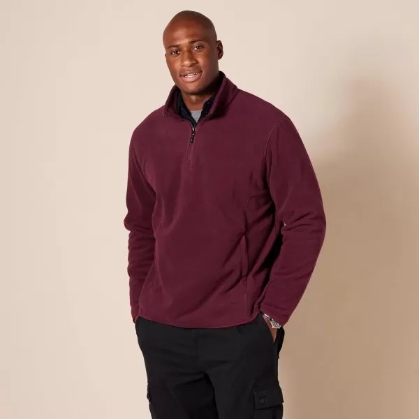 Amazon Essentials Mens QuarterZip Polar Fleece JacketPolyester Burgundy