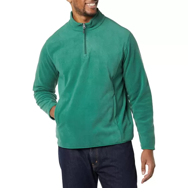 Amazon Essentials Mens QuarterZip Polar Fleece JacketPolyester Dark Green