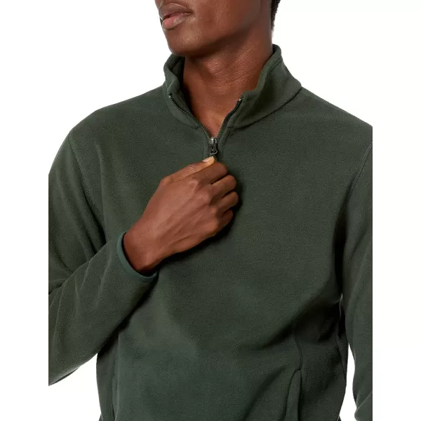 Amazon Essentials Mens QuarterZip Polar Fleece JacketPolyester Forest Green