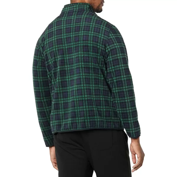 Amazon Essentials Mens QuarterZip Polar Fleece JacketPolyester NavyGreen Plaid