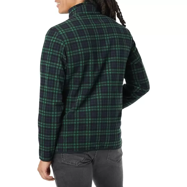 Amazon Essentials Mens QuarterZip Polar Fleece JacketPolyester NavyGreen Plaid