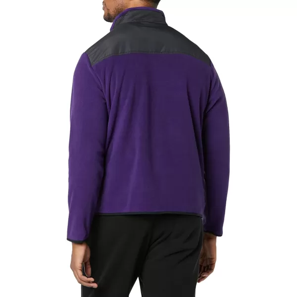 Amazon Essentials Mens QuarterZip Polar Fleece JacketPolyester PurpleBlack Color Block