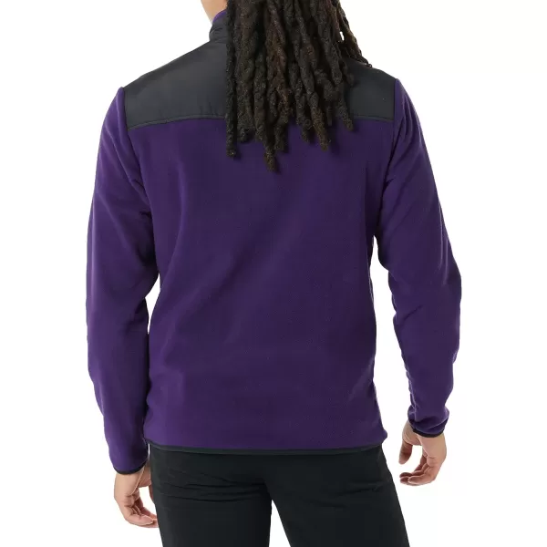 Amazon Essentials Mens QuarterZip Polar Fleece JacketPolyester PurpleBlack Color Block