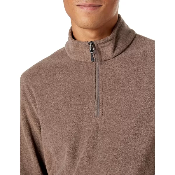 Amazon Essentials Mens QuarterZip Polar Fleece JacketRecycled Polyester Brown Heather