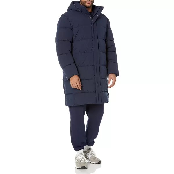 Amazon Essentials Mens Recycled Polyester Hooded Long PufferNavy
