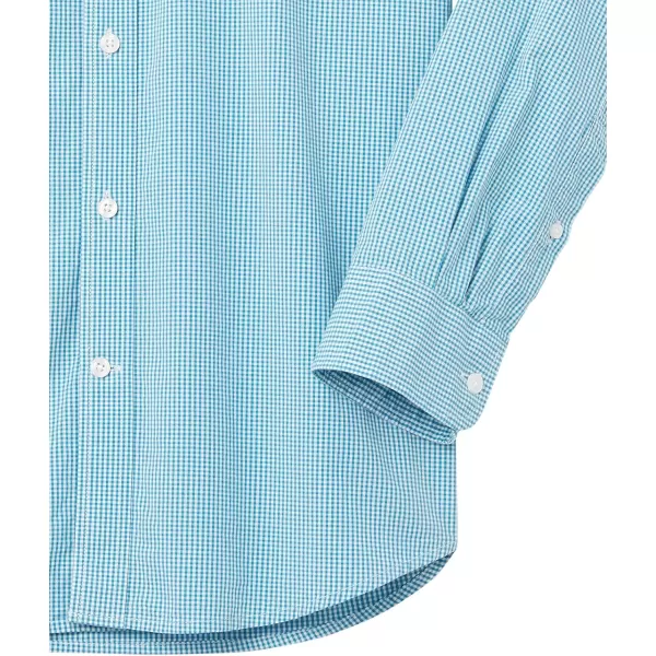 Amazon Essentials Mens RegularFit LongSleeve Casual Poplin ShirtAqua Blue Gingham