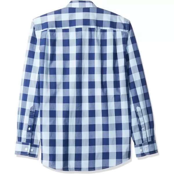 Amazon Essentials Mens RegularFit LongSleeve Casual Poplin ShirtBlue Buffalo Plaid