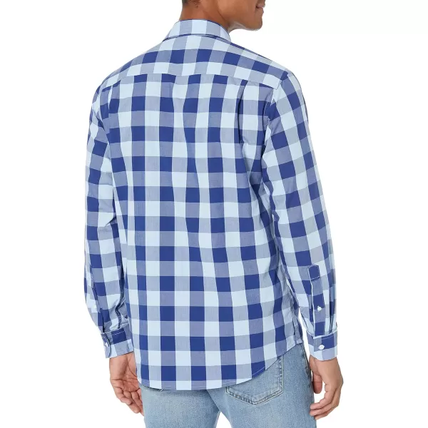 Amazon Essentials Mens RegularFit LongSleeve Casual Poplin ShirtBlue Buffalo Plaid