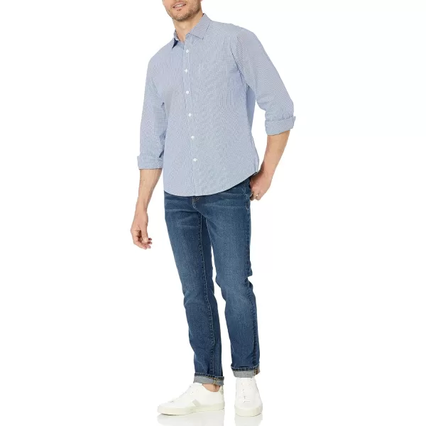 Amazon Essentials Mens RegularFit LongSleeve Casual Poplin ShirtBlue Gingham