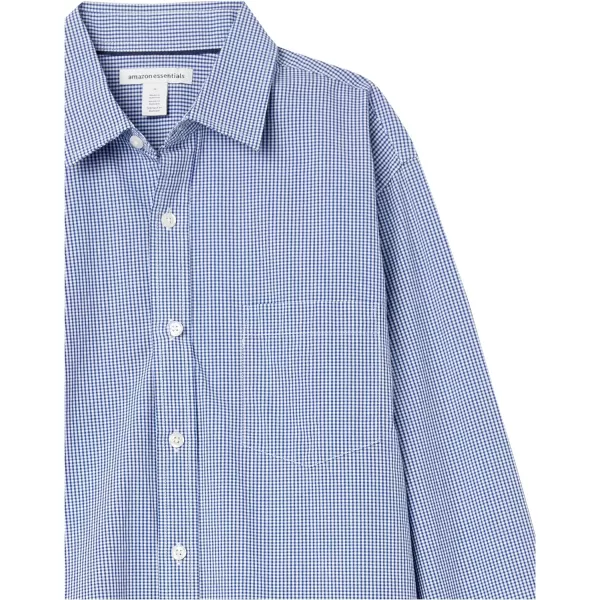 Amazon Essentials Mens RegularFit LongSleeve Casual Poplin ShirtBlue Gingham