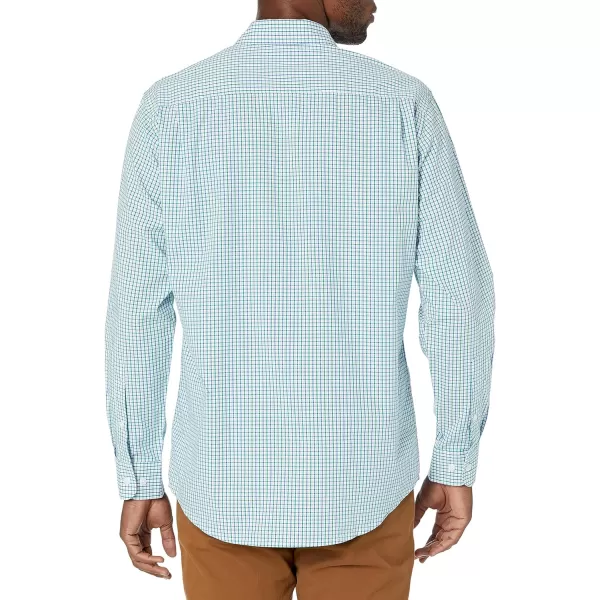 Amazon Essentials Mens RegularFit LongSleeve Casual Poplin ShirtBlue Green Checked