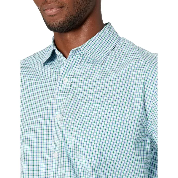 Amazon Essentials Mens RegularFit LongSleeve Casual Poplin ShirtBlue Green Checked