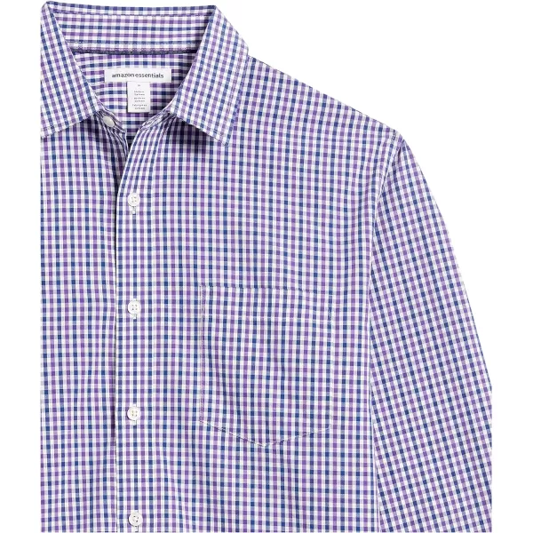 Amazon Essentials Mens RegularFit LongSleeve Casual Poplin ShirtBlue Purple Gingham