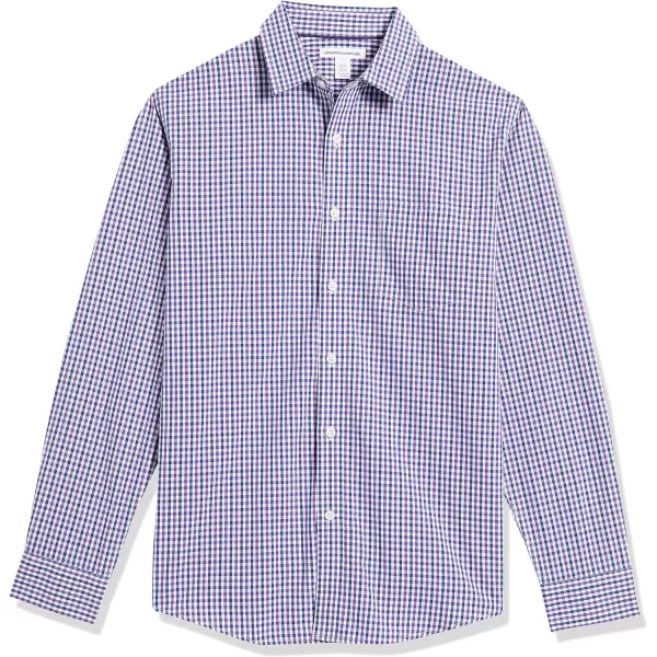 Amazon Essentials Mens RegularFit LongSleeve Casual Poplin ShirtBlue Purple Gingham