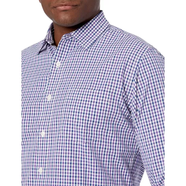 Amazon Essentials Mens RegularFit LongSleeve Casual Poplin ShirtBlue Purple Gingham