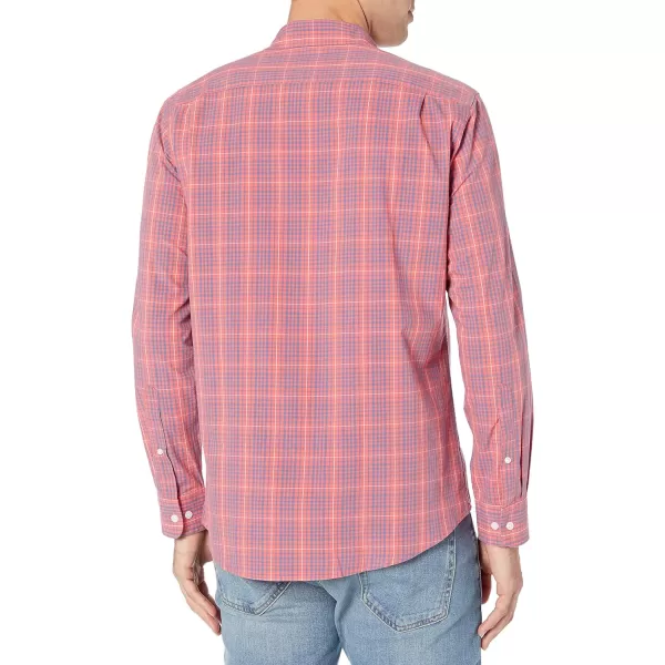 Amazon Essentials Mens RegularFit LongSleeve Casual Poplin ShirtBlue Washed Red Plaid