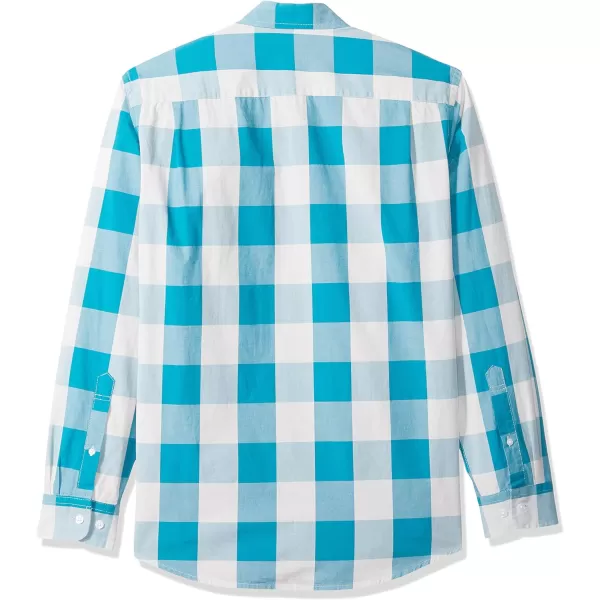 Amazon Essentials Mens RegularFit LongSleeve Casual Poplin ShirtBlue White Buffalo Plaid