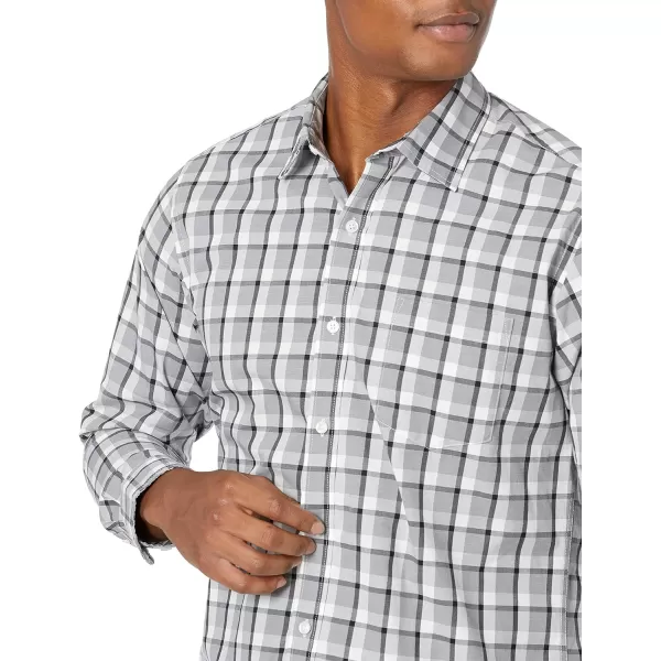 Amazon Essentials Mens RegularFit LongSleeve Casual Poplin ShirtGrey Plaid