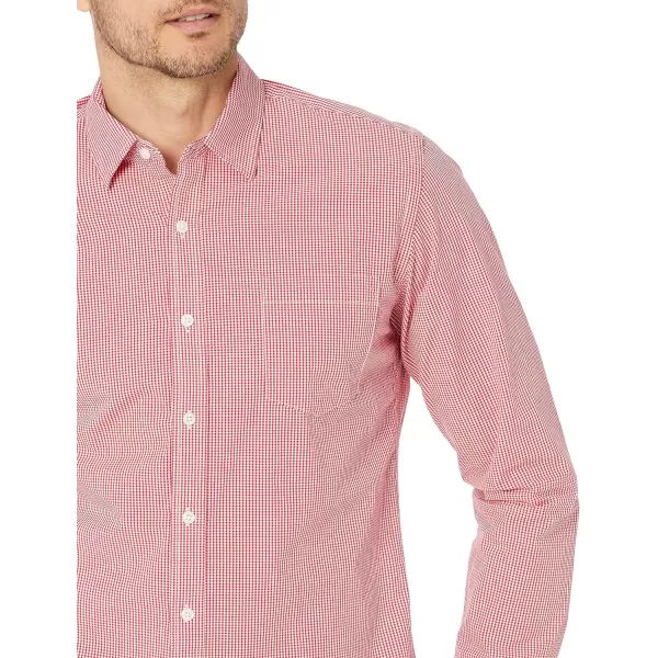 Amazon Essentials Mens RegularFit LongSleeve Casual Poplin ShirtRed Gingham