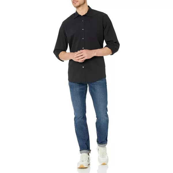 Amazon Essentials Mens RegularFit LongSleeve Casual Poplin ShirtWashed Black