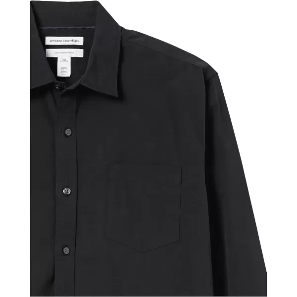 Amazon Essentials Mens RegularFit LongSleeve Casual Poplin ShirtWashed Black